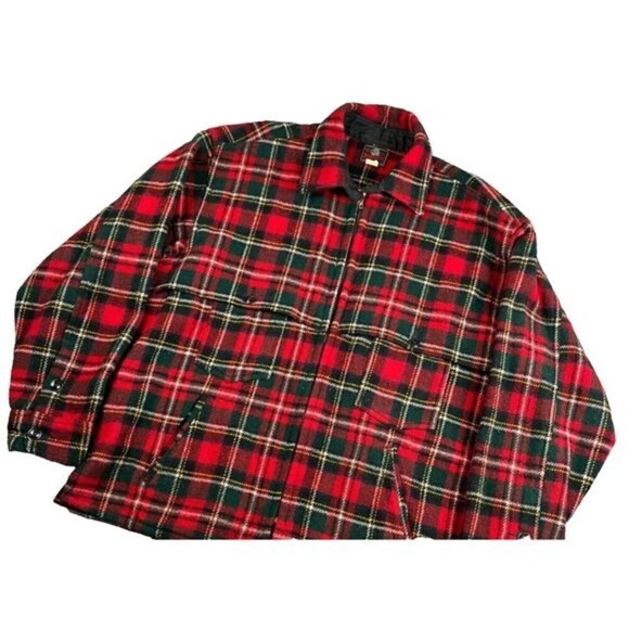 Other - Johnson Woolen Mills Jacket Mens XL Vintage Wool Tartan Plaid Red Cabincore Dad